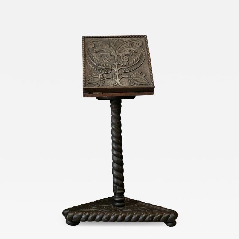 19thC Carved Oak Bible Reading Stand