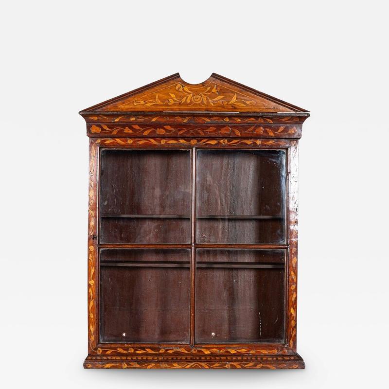 19thC Dutch Mahogany Marquetry Inlaid Display Cabinet