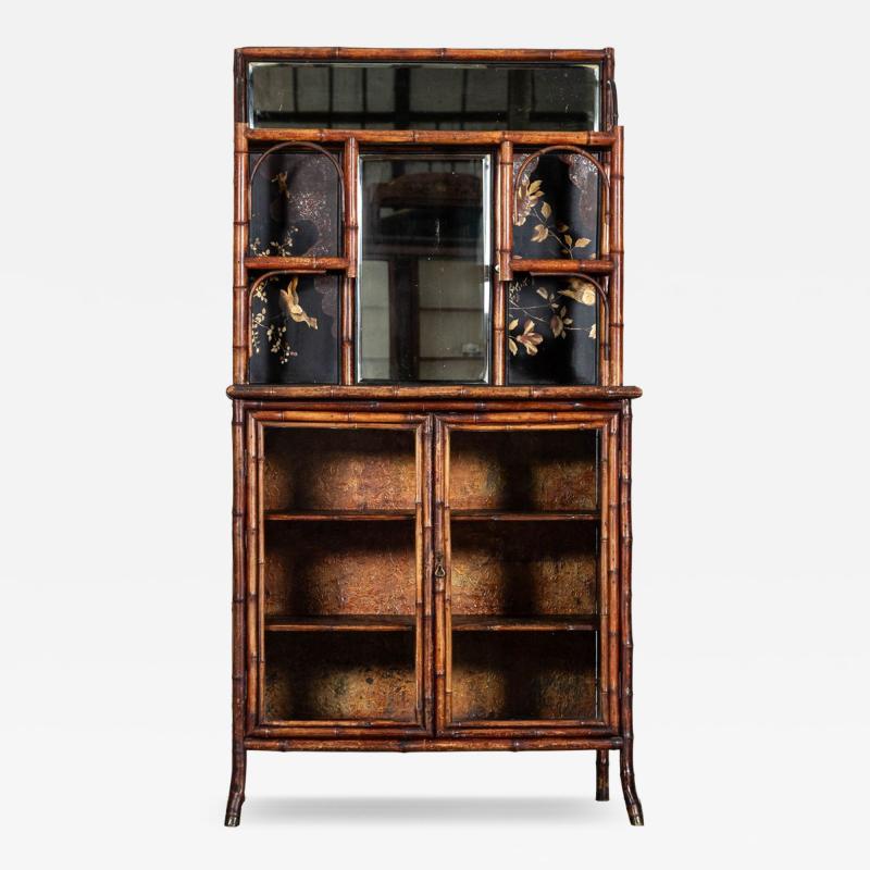 19thC English Bamboo Lacquered Chinoiserie Cabinet
