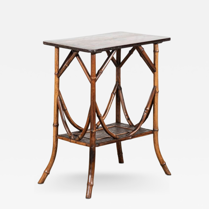 19thC English Bamboo Two Tier Side Table