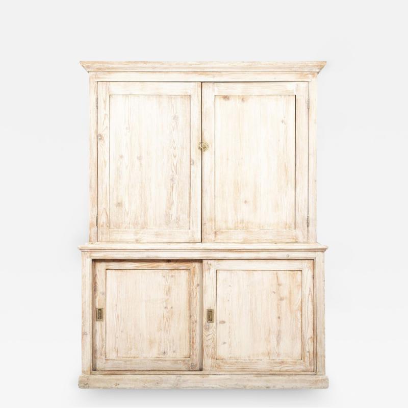 19thC English Bleached Pine Housekeepers Cupboard