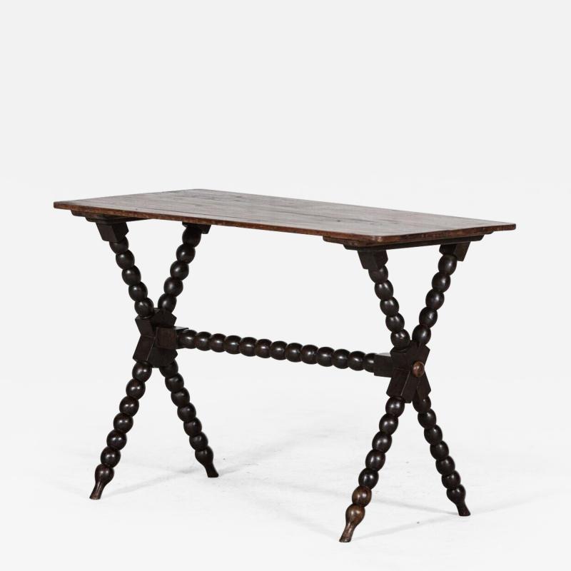19thC English Ebonised Bobbin Table Desk