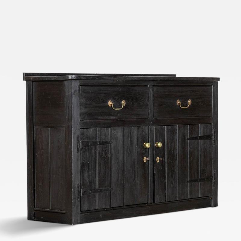 19thC English Ebonised Country Pine Dresser Base
