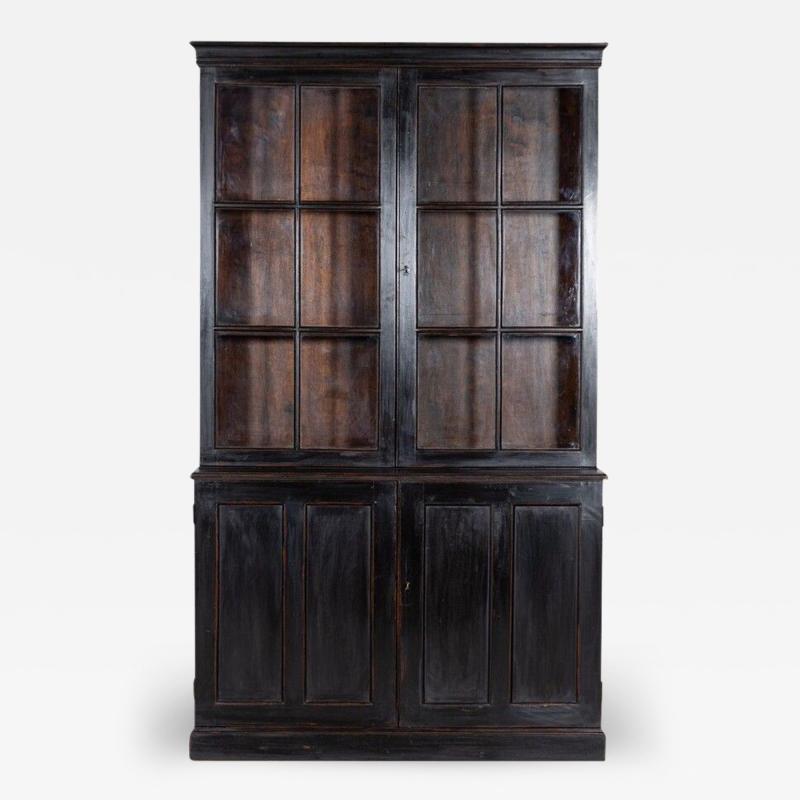 19thC English Ebonised Glazed Mahogany Display Cabinet