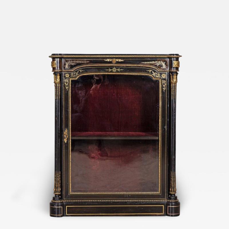 19thC English Ebonised Glazed Pier Cabinet