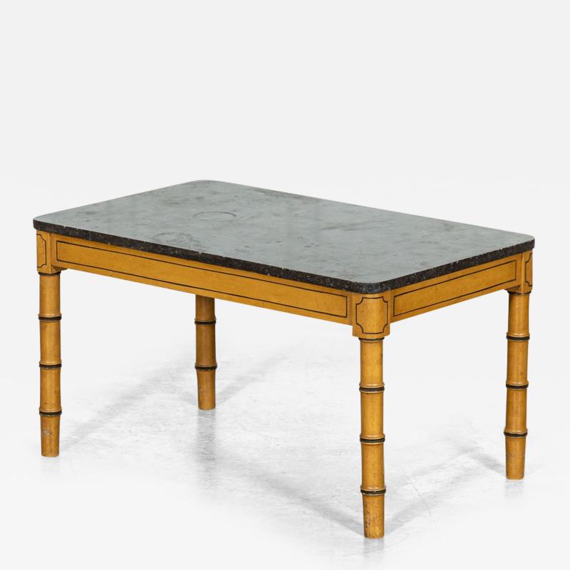19thC English Faux Bamboo Marble Painted Beech Coffee Table