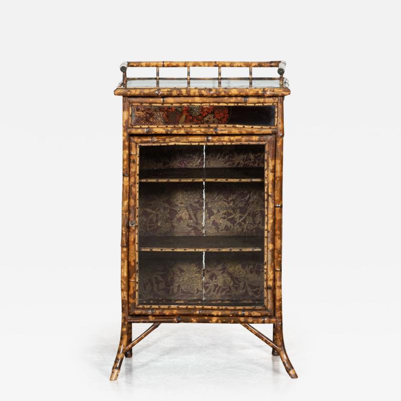 19thC English Glazed Bamboo Bookcase Cabinet