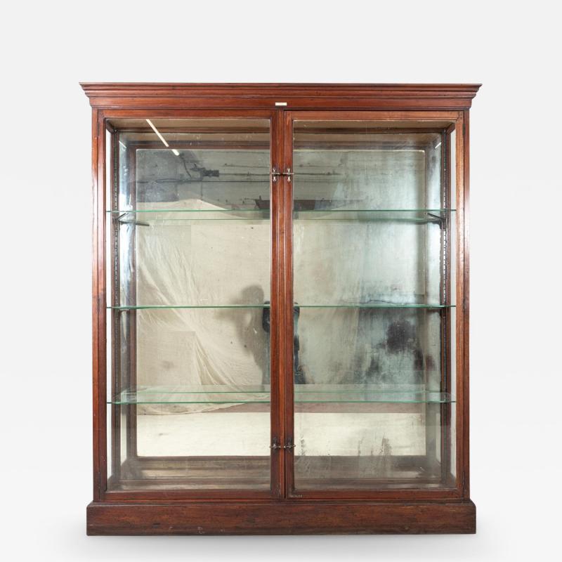 19thC English Glazed Shop Fitters Mahogany Display Cabinet