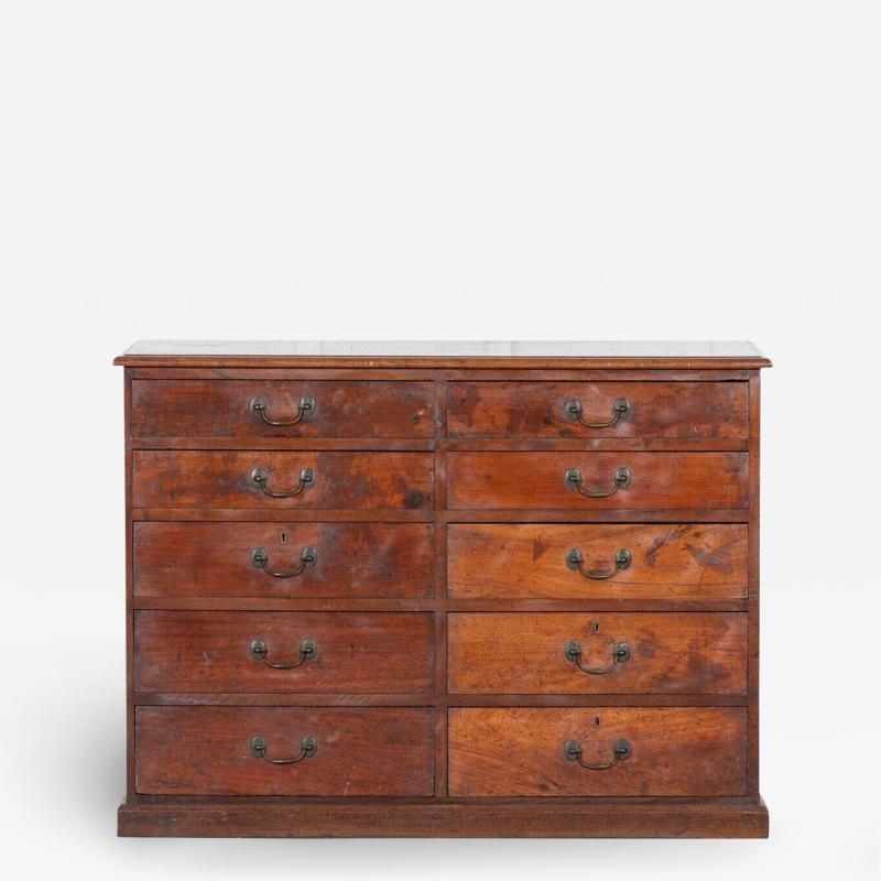 19thC English Mahogany Haberdashery Graduated Chest Drawers