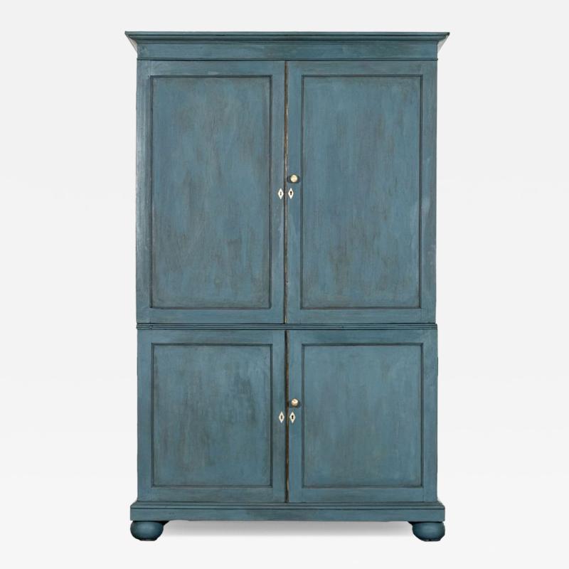 19thC English Mahogany Painted Linen Cabinet