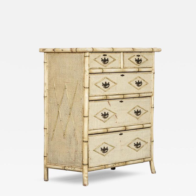 19thC English Painted Bamboo Chest Drawers