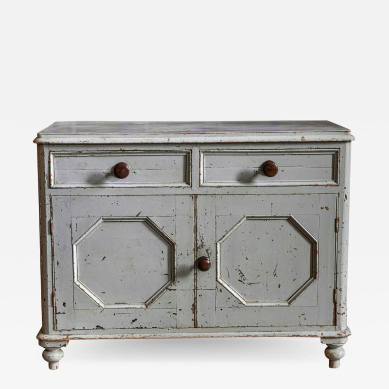 19thC English Painted Pine Dresser Base Cupboard