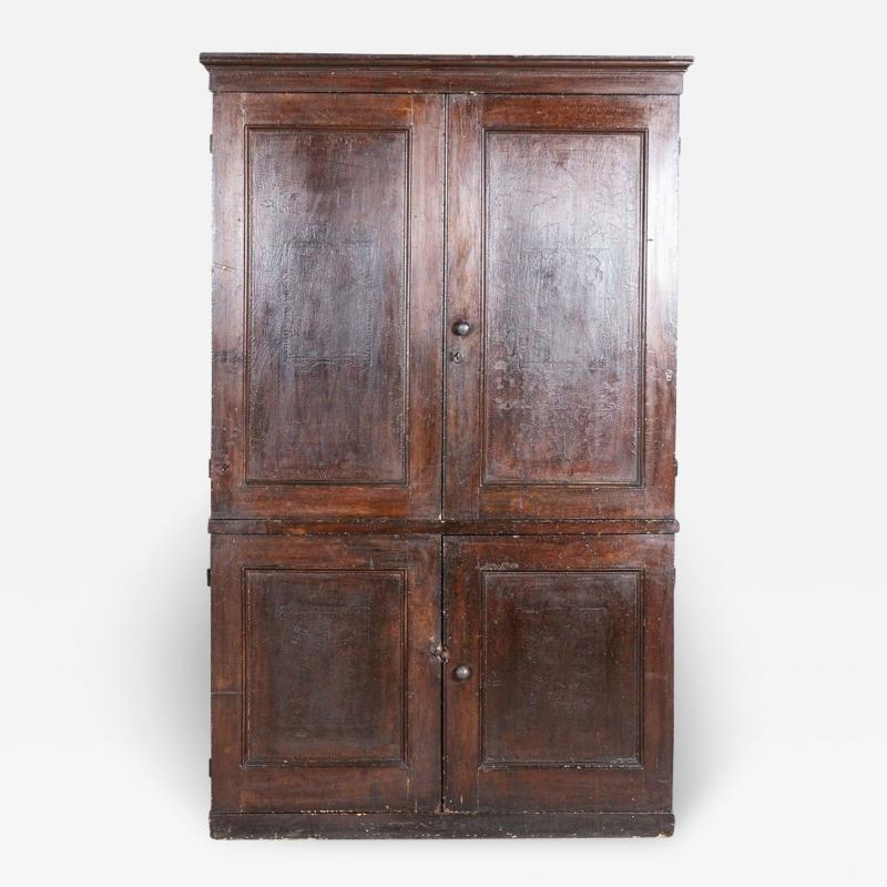 19thC English Pine Painted Housekeepers Cupboard