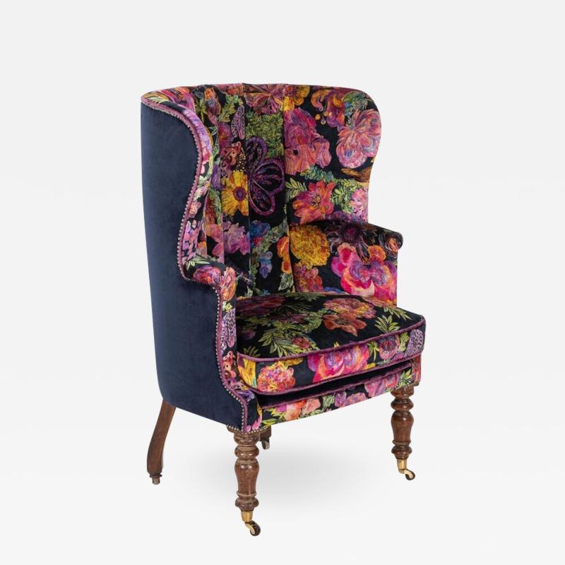 19thC English Porters Armchair Re upholstered in Liberty