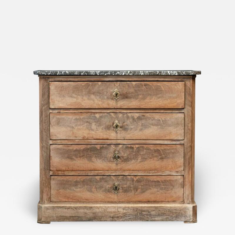 19thC French Bleached Walnut Commode