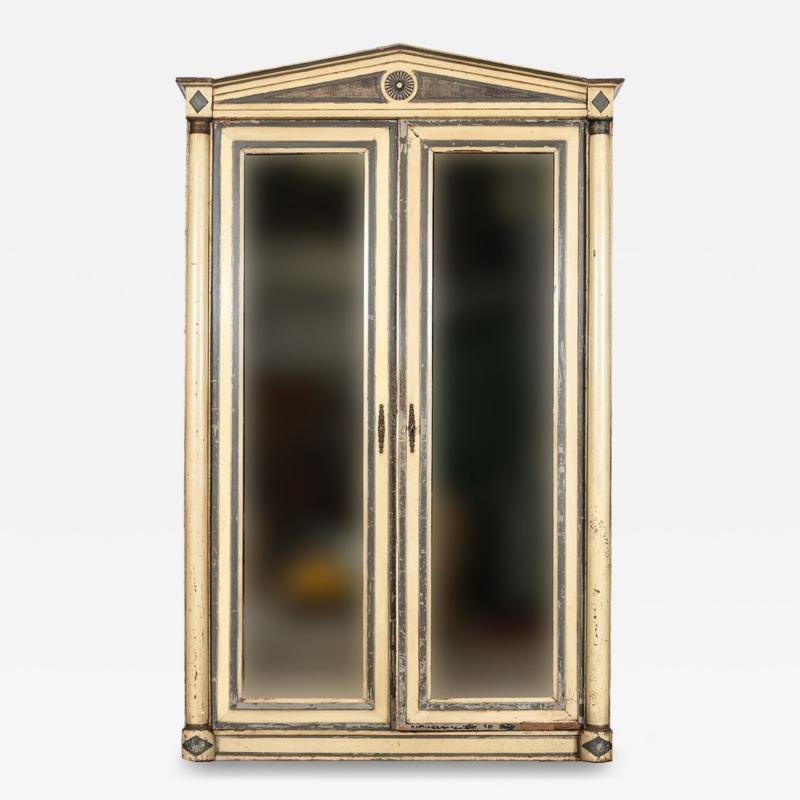 19thC French Empire Painted Oak Armoire