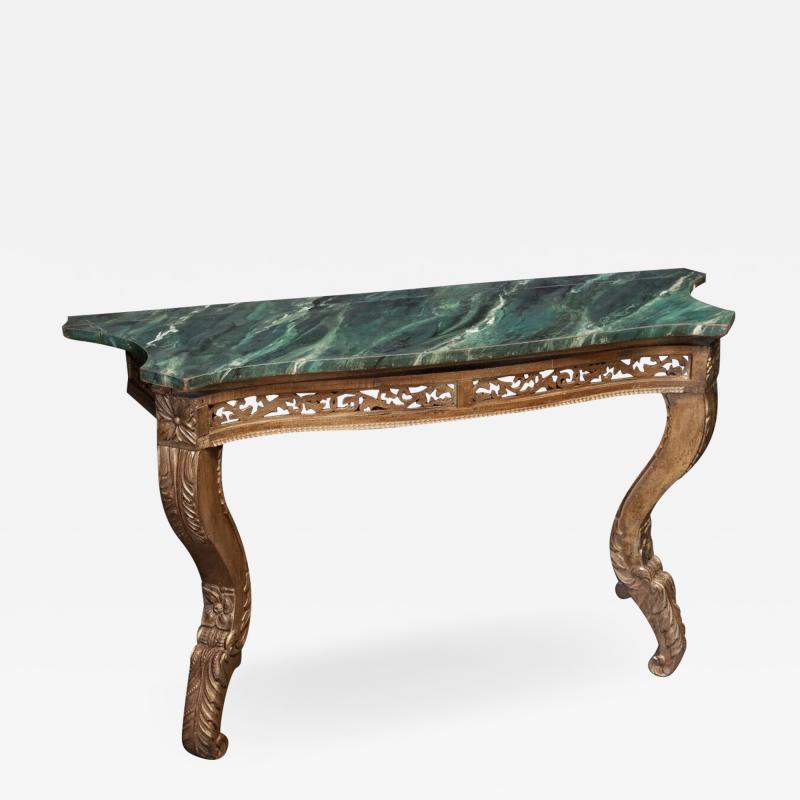 19thC French Giltwood Faux Marble Console Table