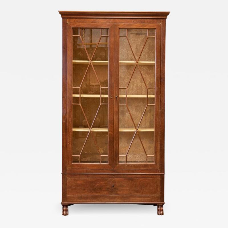 19thC French Mahogany Astral Glazed Vitrine Bookcase