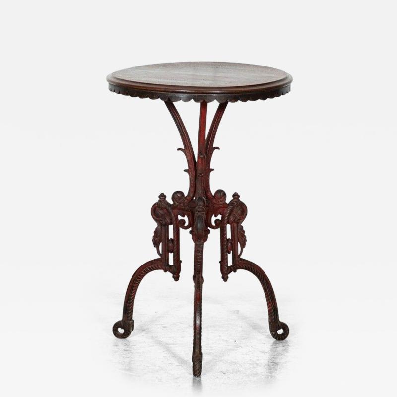 19thC French Mahogany Cast Iron Side Table