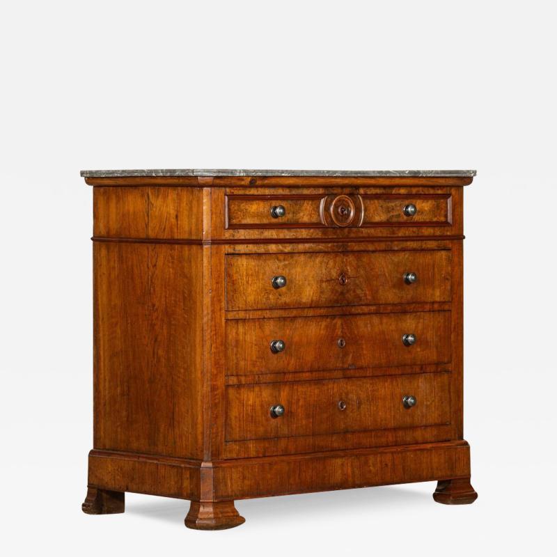 19thC French Walnut Marble Commode