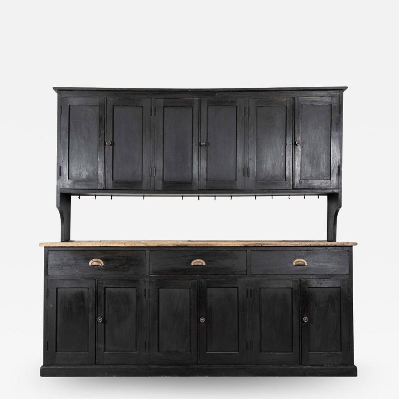 19thC Large Ebonised Pine Butlers Pantry Dresser