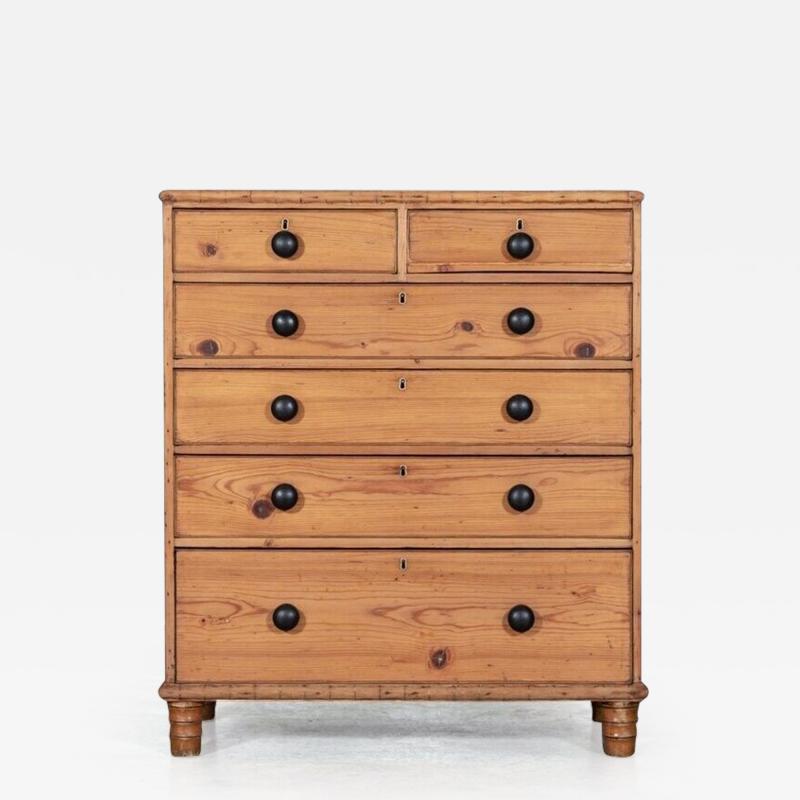 19thC Large English Pine Faux Bamboo Chest Drawers