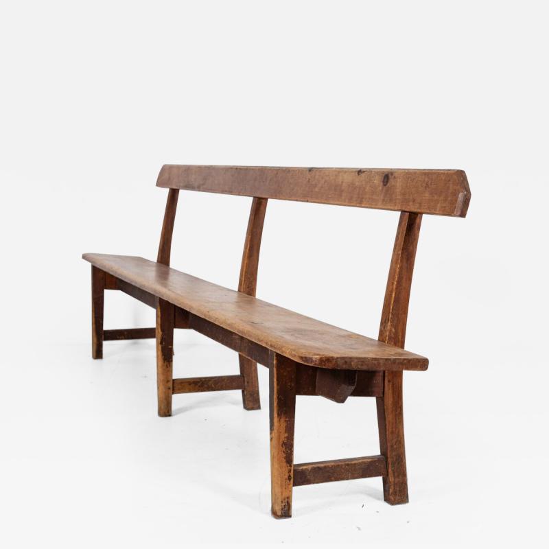 19thC Large Welsh Pine Waiting Room Bench