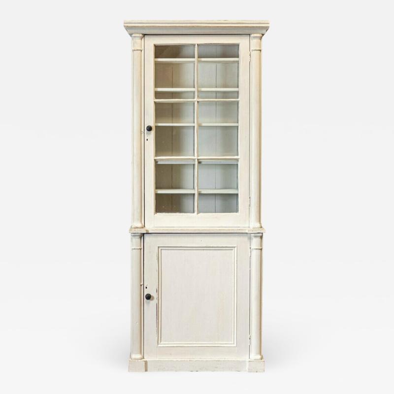 19thC Painted Glazed Bookcase Cabinet