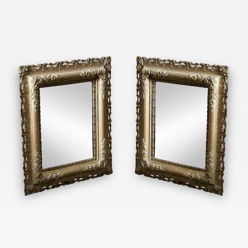 19thC Pair Carved Giltwood Plaster Mirrors