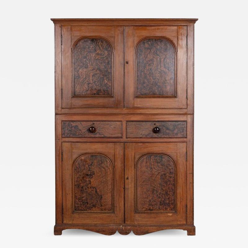 19thC Scottish Grained Arched Pine Housekeepers Cupboard