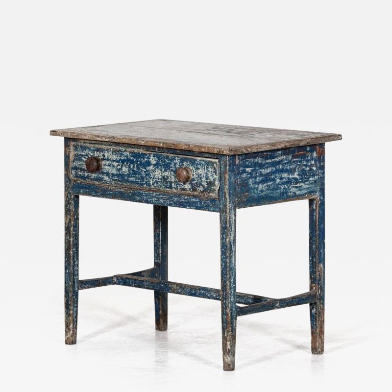 19thC Welsh Blue Painted Vernacular Side Table
