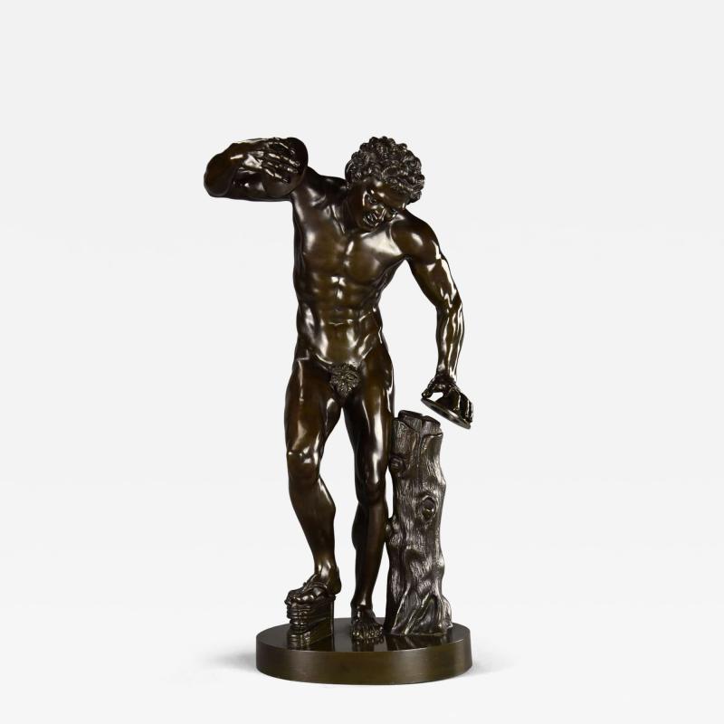 19thc Grand Tour Classical bronze of The Dancing Faun stamped Duchemin