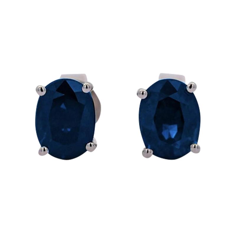 2 15 Carat Oval Cut Natural Sapphire 14K Gold Hypoallergenic Stud Earrings