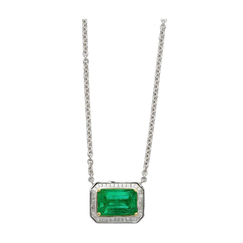 2 66 Carat Vivid Green Minor Oil Muzo Mine Colombian Emerald Floating Necklace