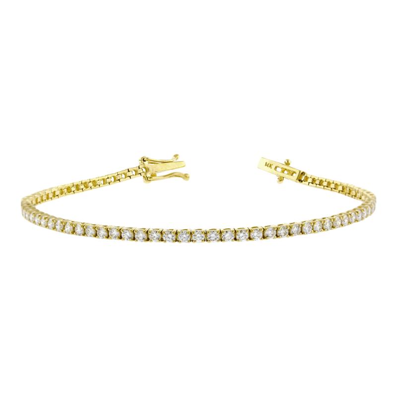 2 76CT YELLOW GOLD DIAMOND TENNIS BRACELET