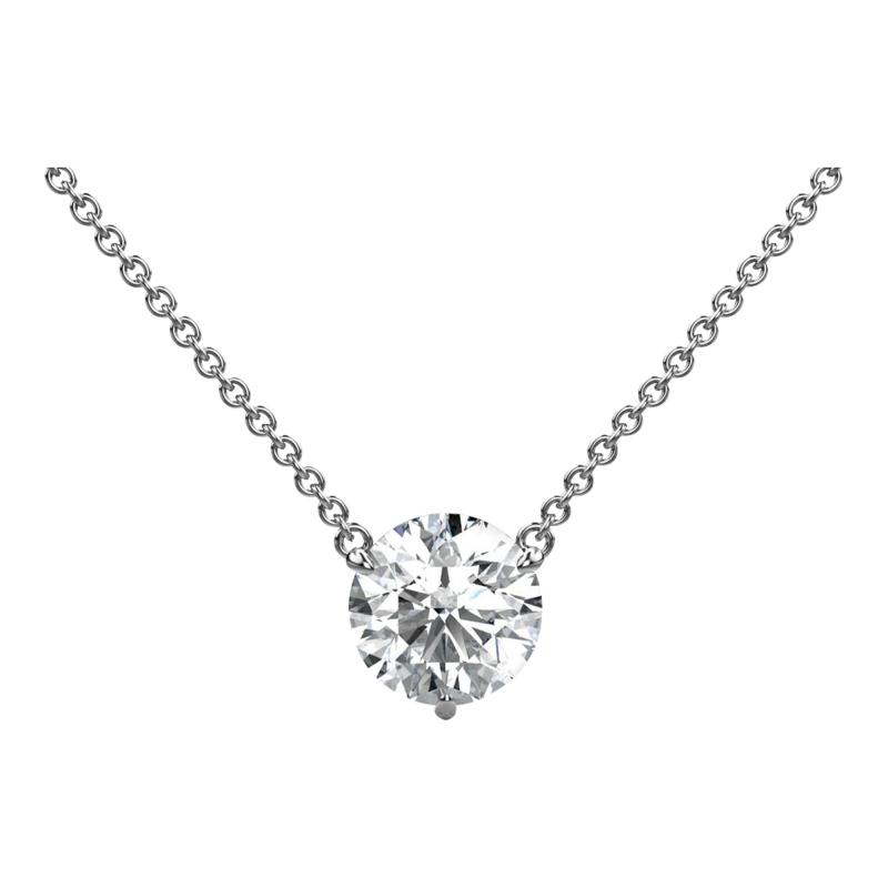 2 Carat Round Cut Lab Grown Diamond Solitaire Floating Pendant Necklace