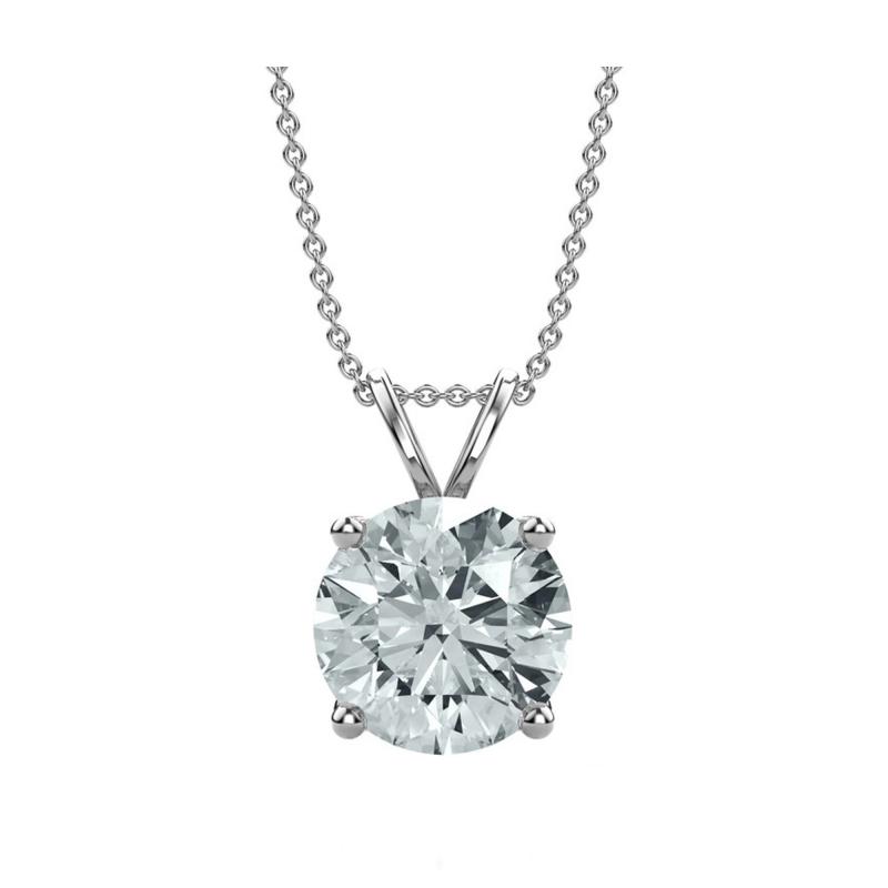 2 Carat Round Lab Grown Diamond Solitaire Single Pendant in 14K White Gold