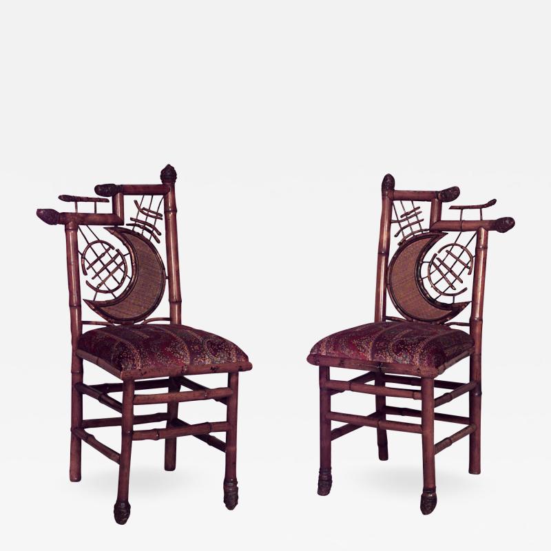 2 English Victorian bamboo side chairs