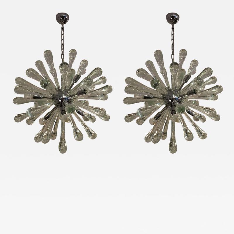 2 Italian Mid Century Murano Venetian Glass Starburst Sputnik Chandeliers
