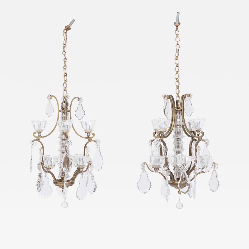 2 Louis XV style Small Dore and Crystal Chandelier