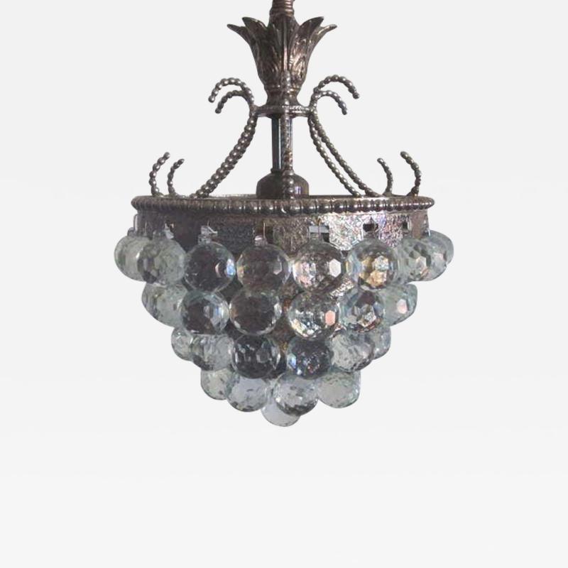 2 Modern Neoclassical Silver and Crystal Viennese Pendants Chandeliers