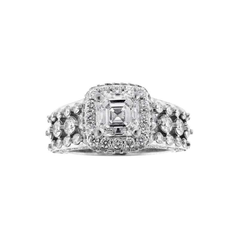 2 carat Asscher Cut Diamond Halo Engagement Ring