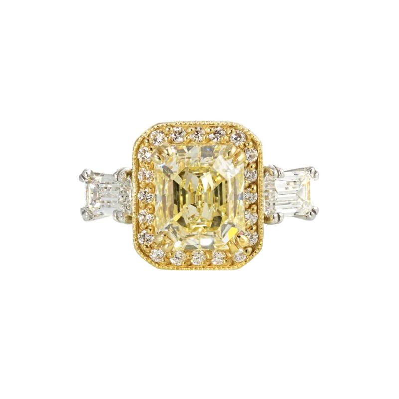 2 carat Radiant Cut Diamond Fancy Yellow GIA Ring