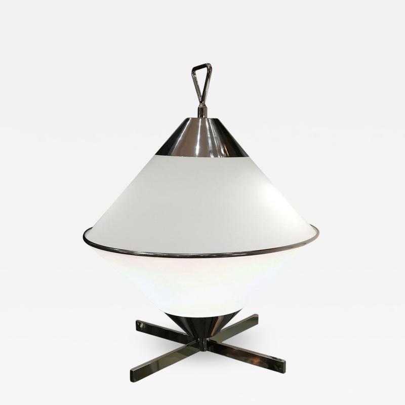 2000s Design Opaline and Chromium Table Lamp