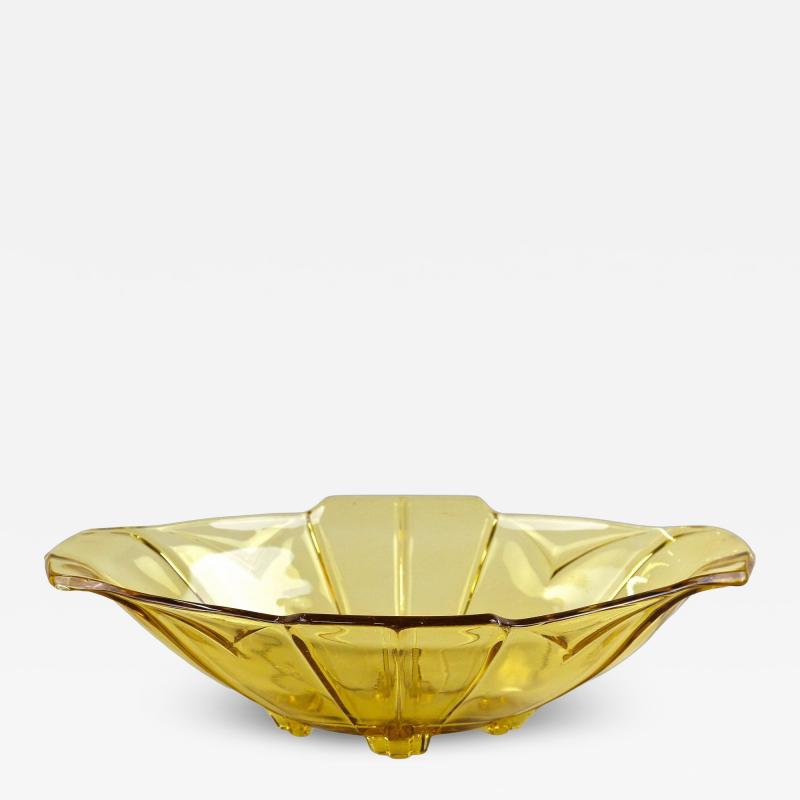 20th Century Art Deco Glass Bowl Jardiniere Amber Colored Austria circa 1920