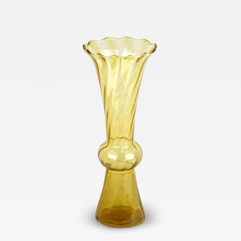 20th Century Art Deco Glass Vase Amber Colored Austria ca 1920