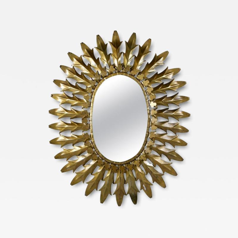 20th Century Art Deco Oval Sunburst Wall Mirror France circa 1920