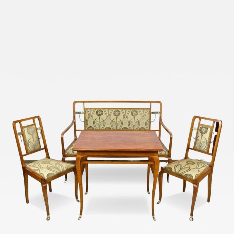 20th Century Art Nouveau Salon Suite With Brass Elements Austria ca 1910