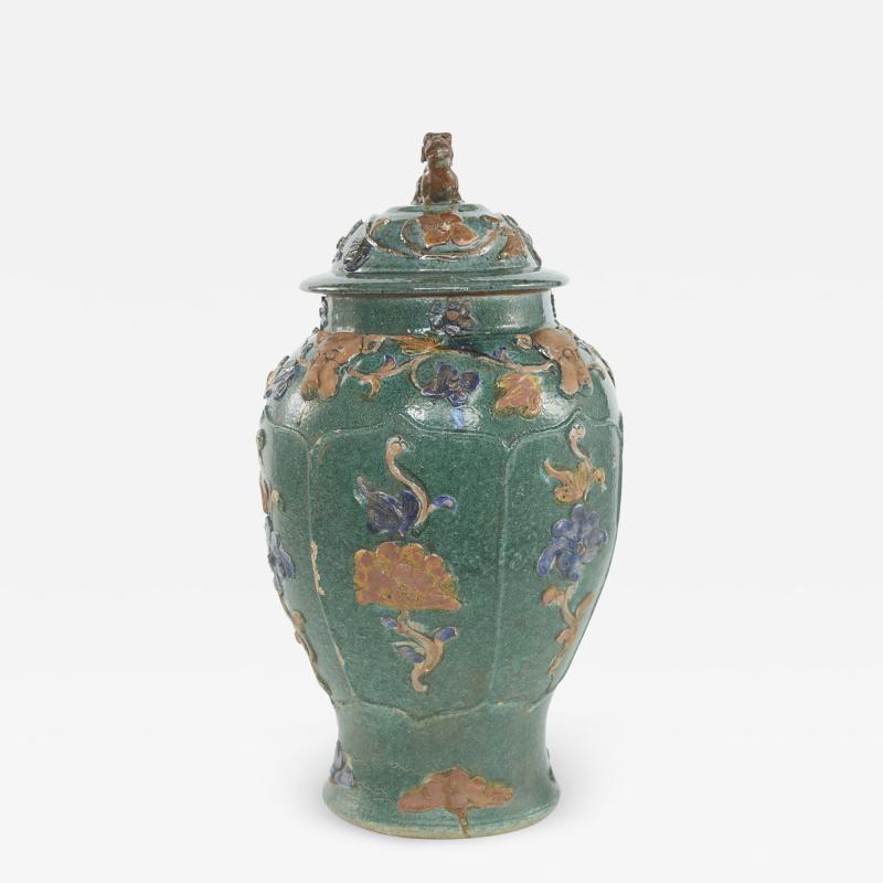 20th Century Chinese Sancai Glazed Covered Jar