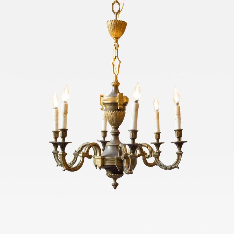 20th Century French Bronze Chandelier with Classical Motifs